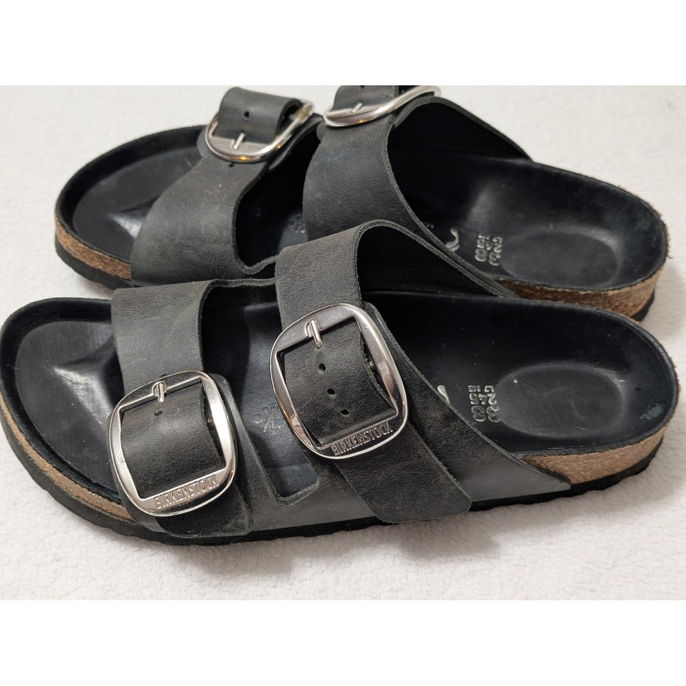 Birkenstock Arizona Big Buckle Black Oiled Leather Sandals 38 L7 M5
